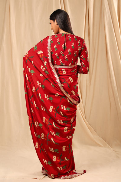 Masaba Red Spring Blossom Saree festive indian designer wear online shopping melange singapore