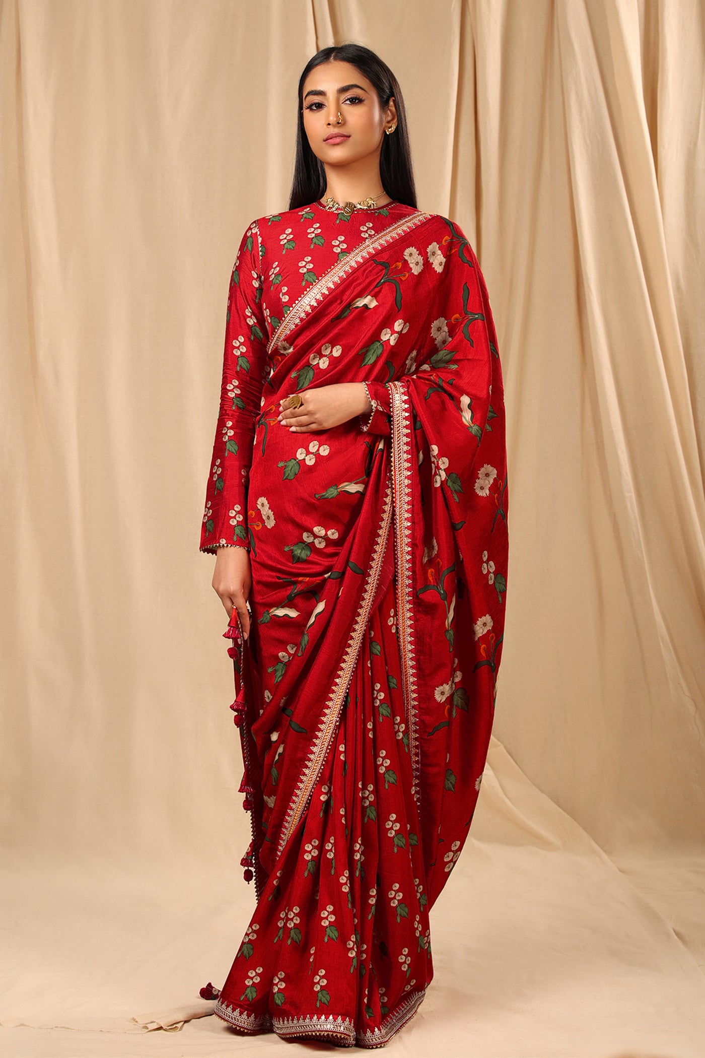 Masaba Red Spring Blossom Saree festive indian designer wear online shopping melange singapore