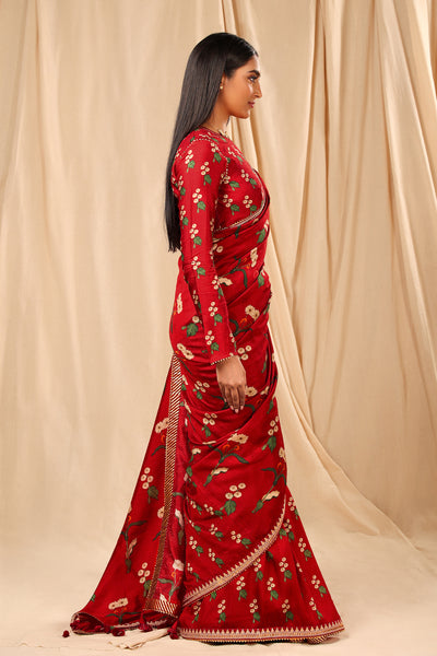 Masaba Red Spring Blossom Saree festive indian designer wear online shopping melange singapore