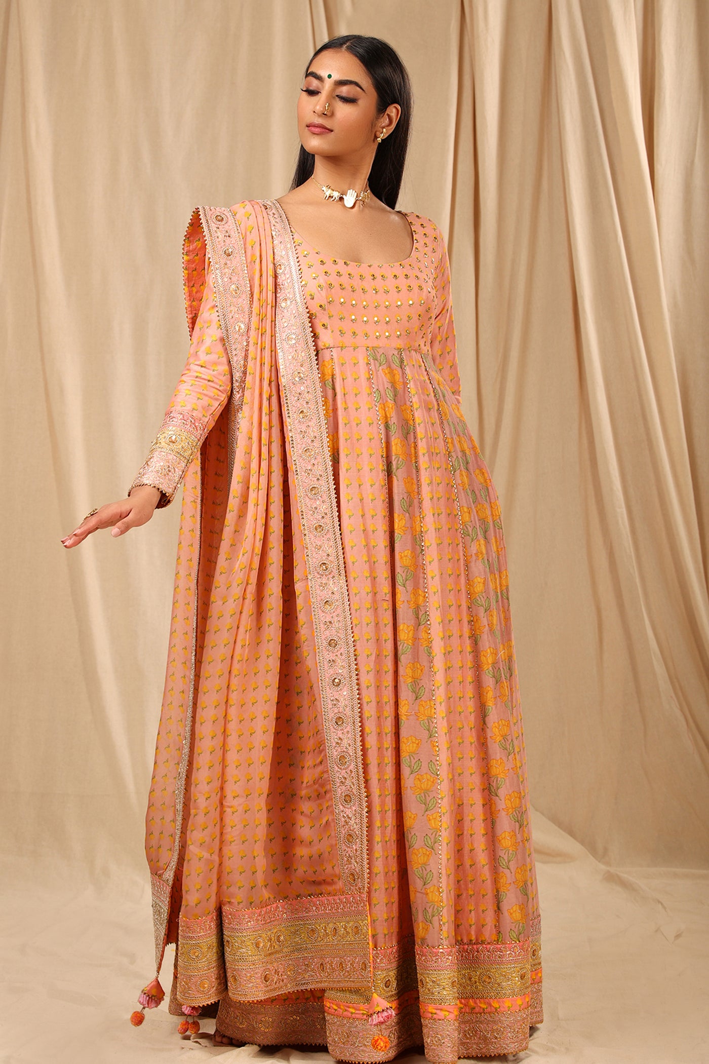 Masaba Rosepink Bloomingdale Anarkali Set festive indian designer wear online shopping melange singapore