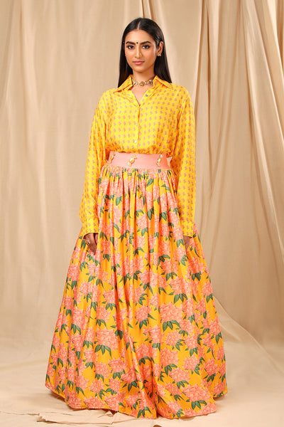 Masaba Sunshine Yellow Candy Swirl Corset Lehenga Set festive fusion indian designer wear online shopping melange singapore