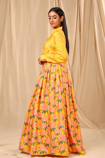 Masaba Sunshine Yellow Candy Swirl Corset Lehenga Set festive fusion indian designer wear online shopping melange singapore
