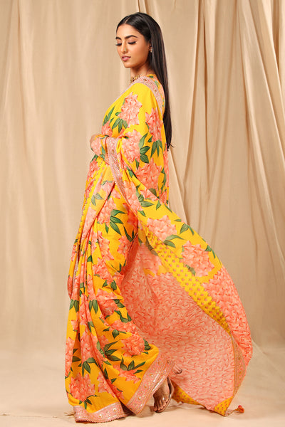 masaba Yellow Candy Swirl Saree festive indian designer wear online shopping melange singapore