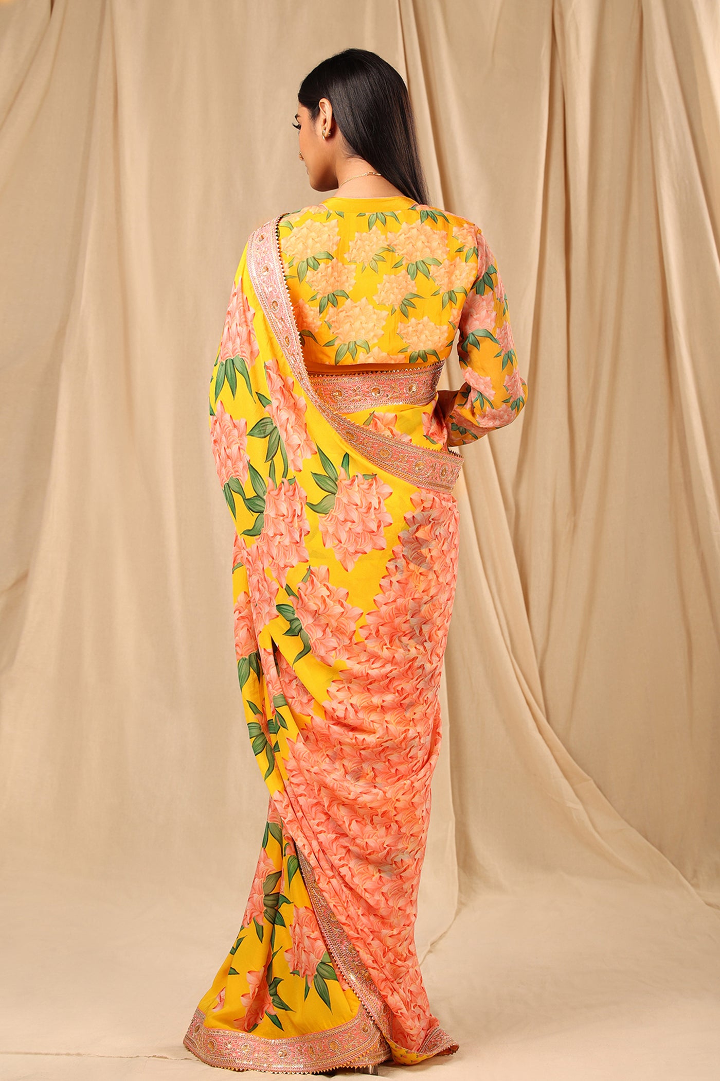 masaba Yellow Candy Swirl Saree festive indian designer wear online shopping melange singapore