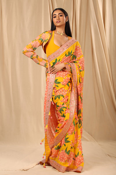 masaba Yellow Candy Swirl Saree festive indian designer wear online shopping melange singapore