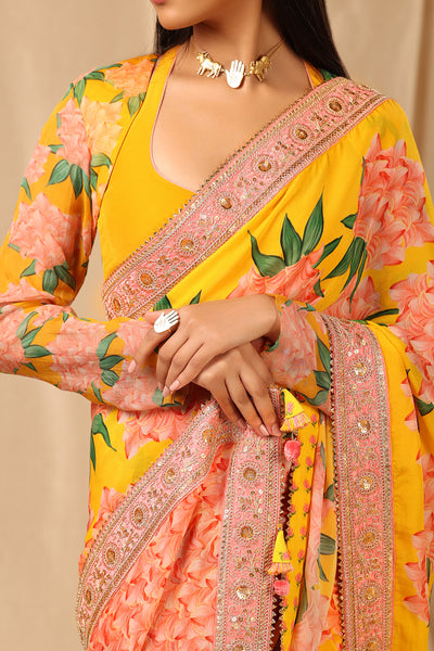 masaba Yellow Candy Swirl Saree festive indian designer wear online shopping melange singapore