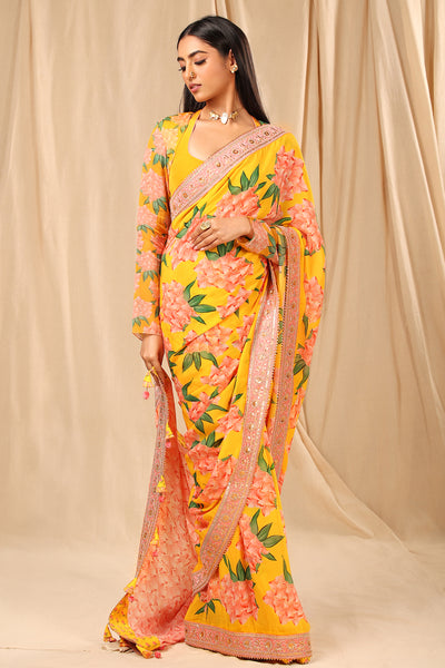 masaba Yellow Candy Swirl Saree festive indian designer wear online shopping melange singapore