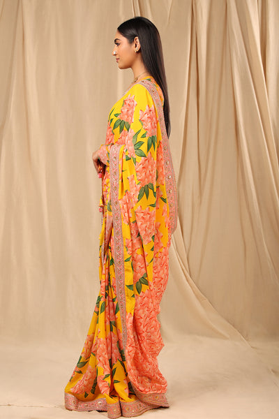 masaba Yellow Candy Swirl Saree festive indian designer wear online shopping melange singapore