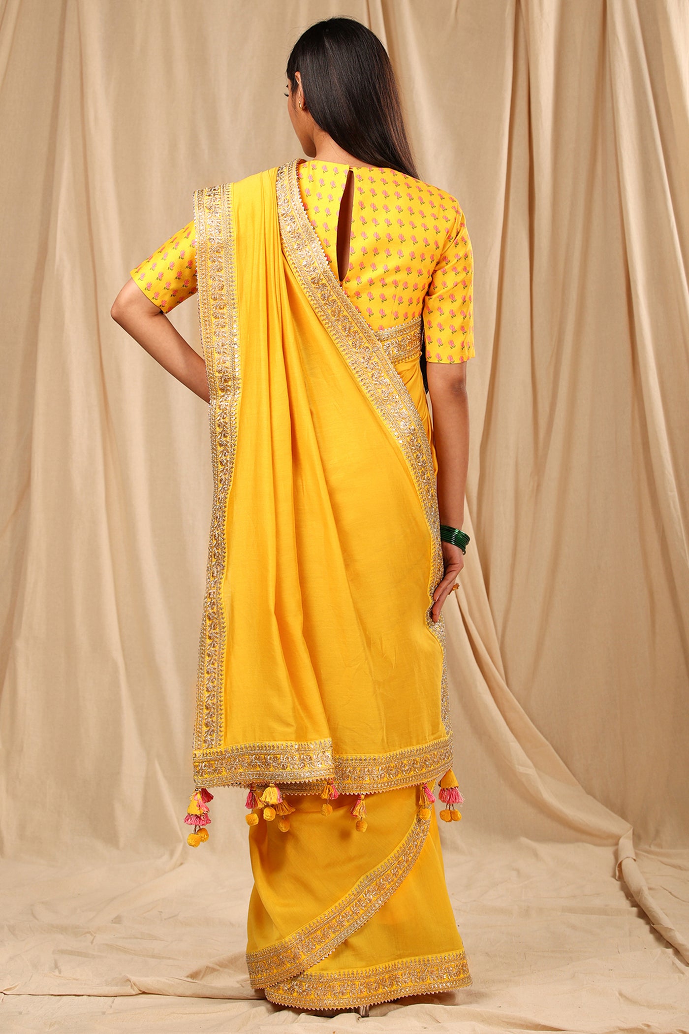 masaba Yellow Lily Saree festive indian designer wear online shopping melange singapore