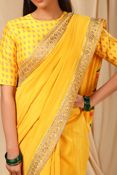 masaba Yellow Lily Saree festive indian designer wear online shopping melange singapore