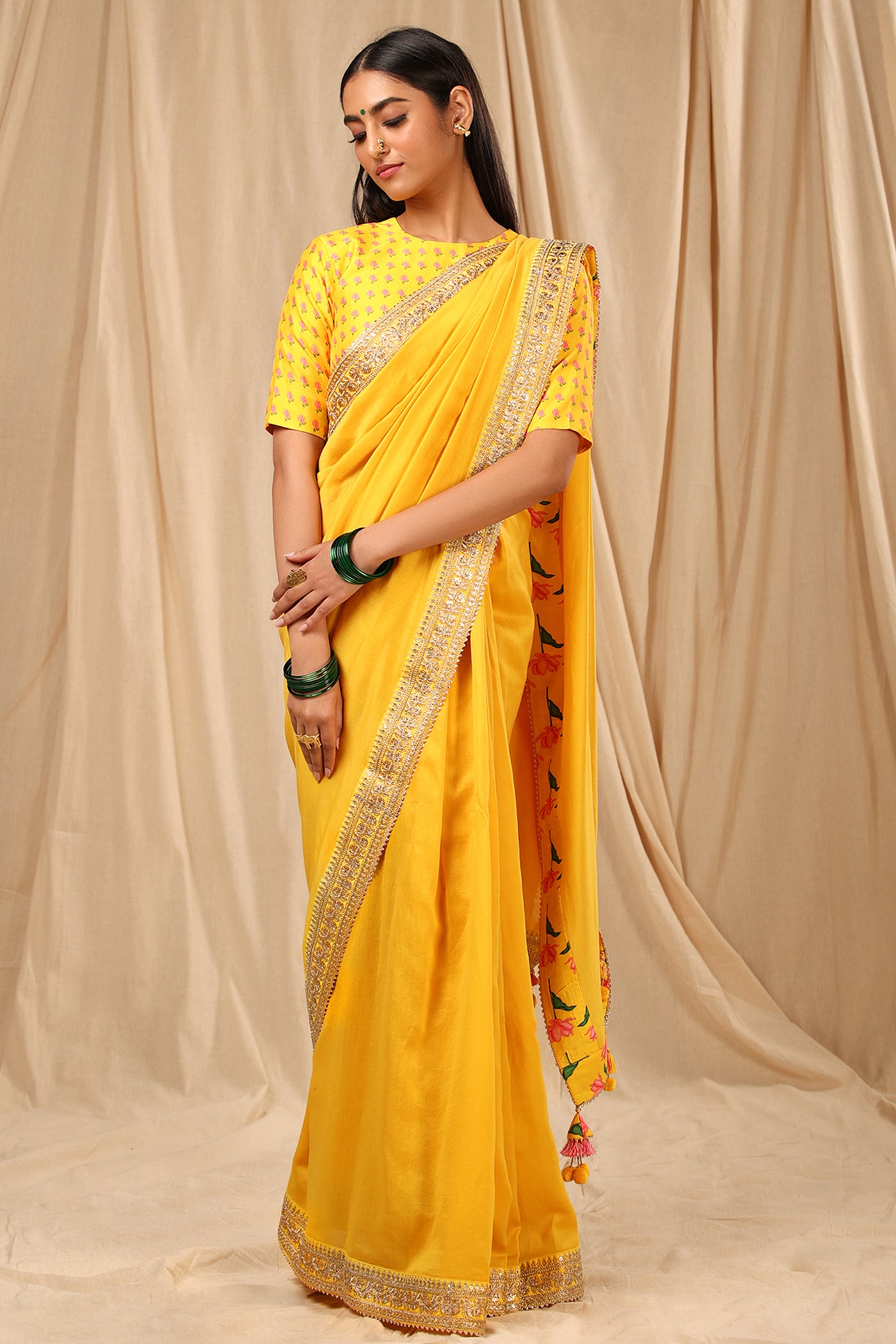 masaba Yellow Lily Saree festive indian designer wear online shopping melange singapore