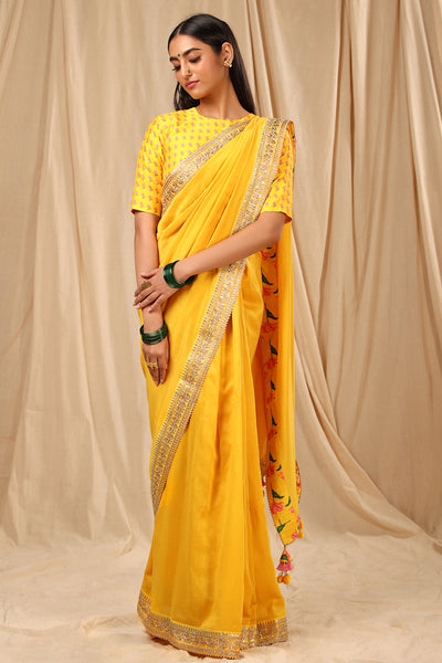 masaba Yellow Lily Saree festive indian designer wear online shopping melange singapore