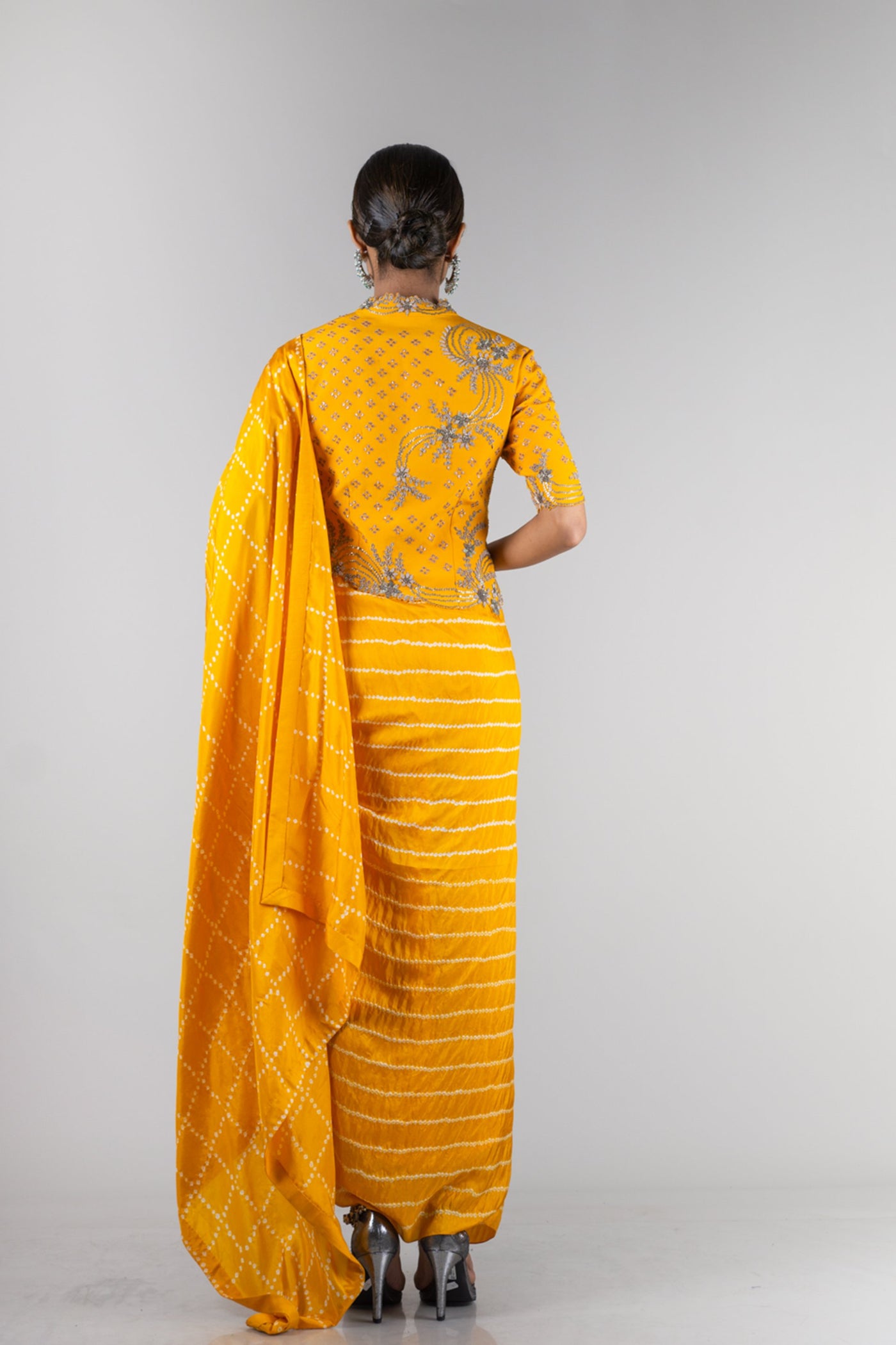 Pre Draped Sari With Blouse