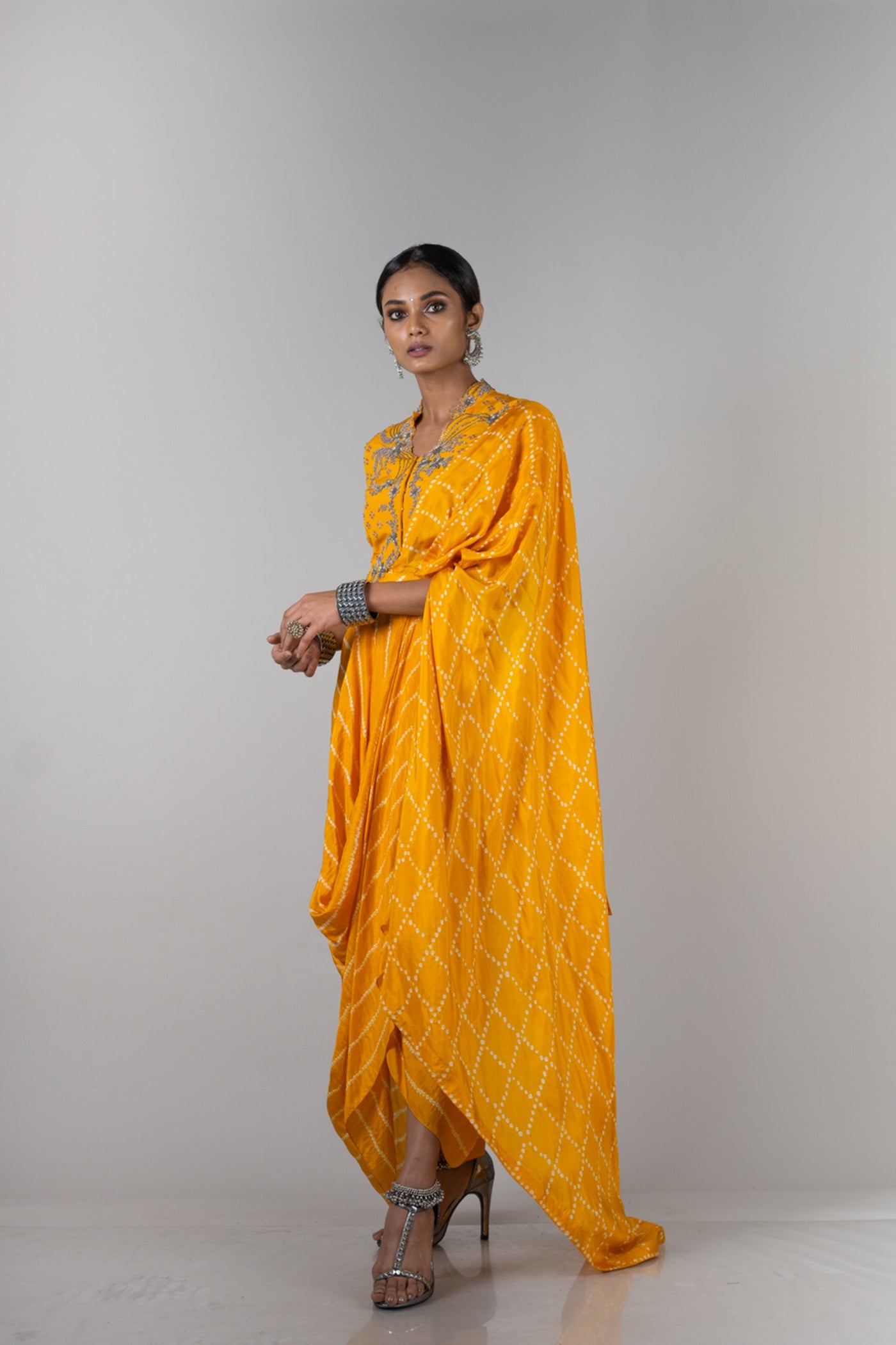Pre Draped Sari With Blouse