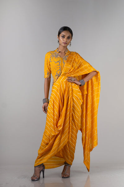 Pre Draped Sari With Blouse