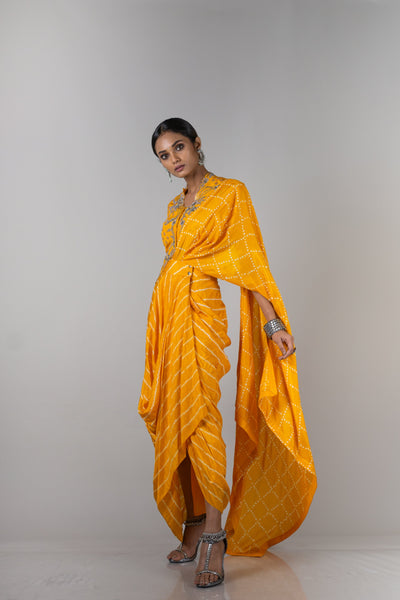 Pre Draped Sari With Blouse