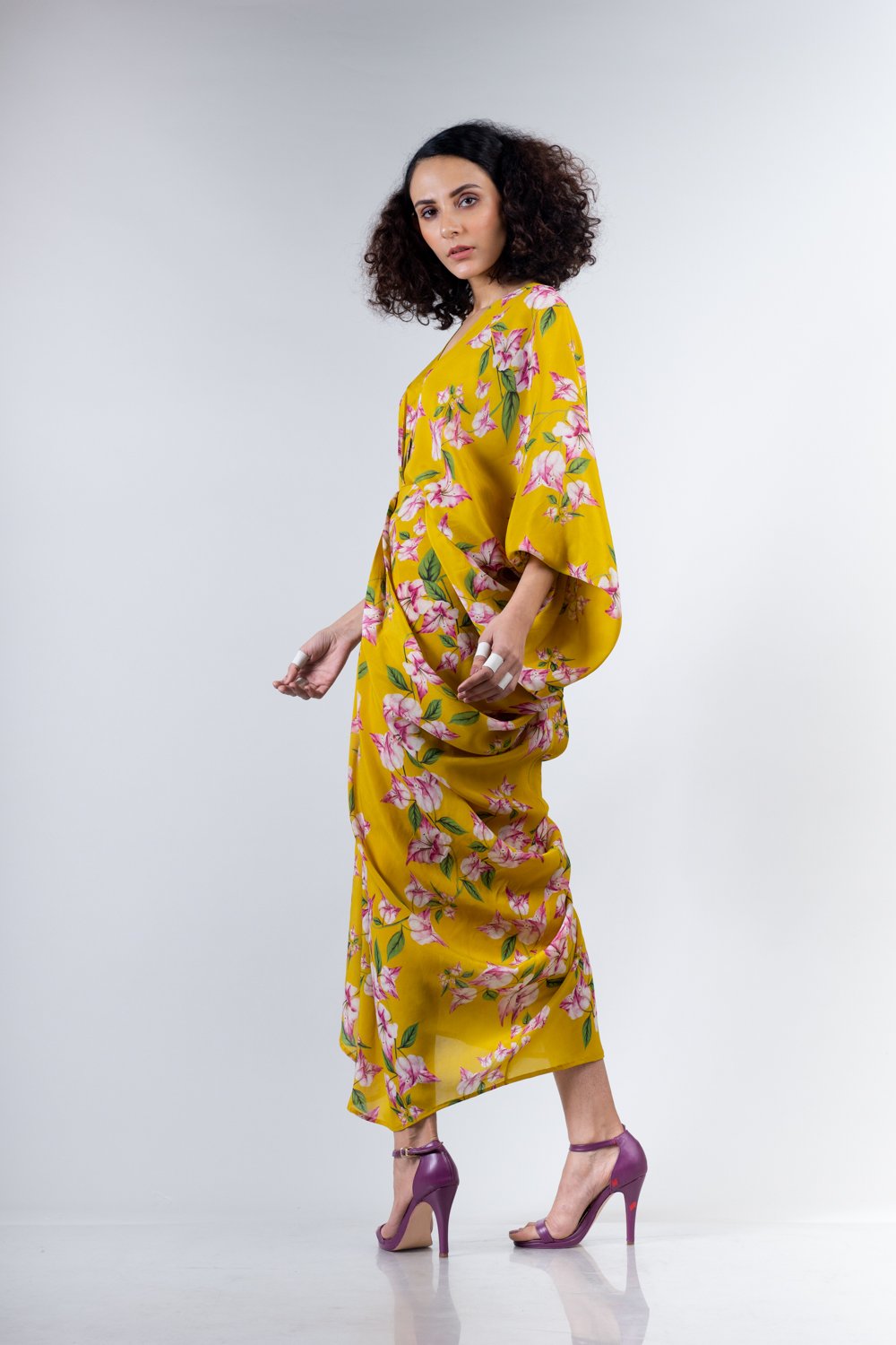 Yellow Drawstring Kite Dress