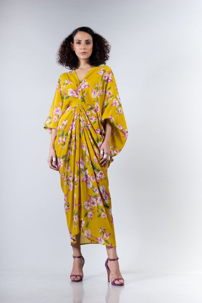 Yellow Drawstring Kite Dress