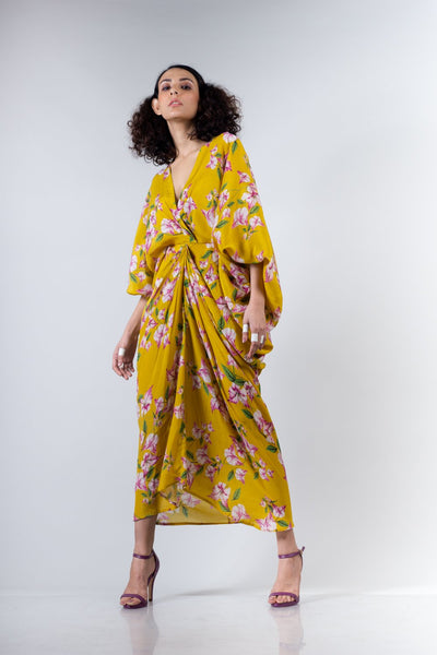 Yellow Drawstring Kite Dress