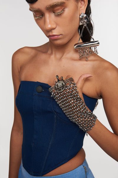 Outhouse Jewellery Drip OH Chainmail Gloves In Rhinestone Fashion Jewellery Online Shopping Melange Singapore Indian Designer Wear