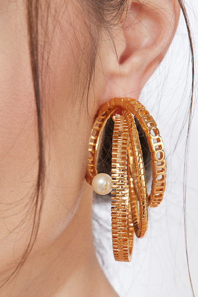 outhouse jewellery Myriad Twisted Pearl Hoops gold earrings online shopping melange singapore fashion designer wear