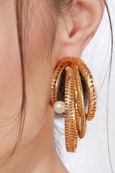 outhouse jewellery Myriad Twisted Pearl Hoops gold earrings online shopping melange singapore fashion designer wear