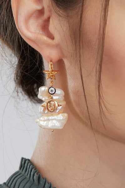 outhouse jewellery Pearls d'Amour Baroque Drop Earrings gold online shopping melange singapore designer wear fashion