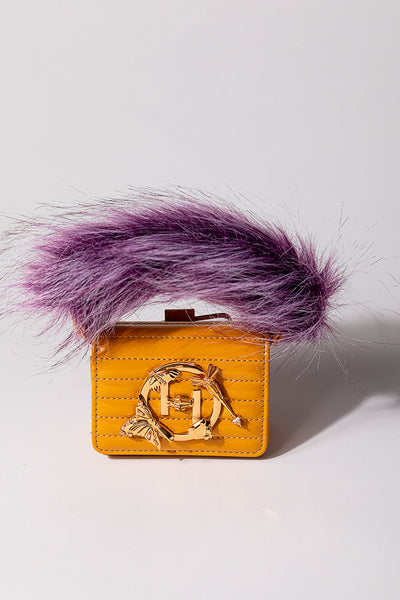 outhouse jewellery The Oh V Furbie - Tuscan Yellow bags accessories online shopping melange singapore indian designer wear