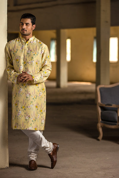 Payal Singhal - Yellow printed silk kurta set - Melange Singapore - Indian Designer Wear Online Shopping