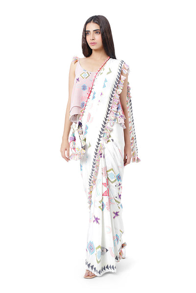 Payal Singhal - Ruh Printed Saree and Top - Melange Singapore - Indian Designer Wear Online Shopping