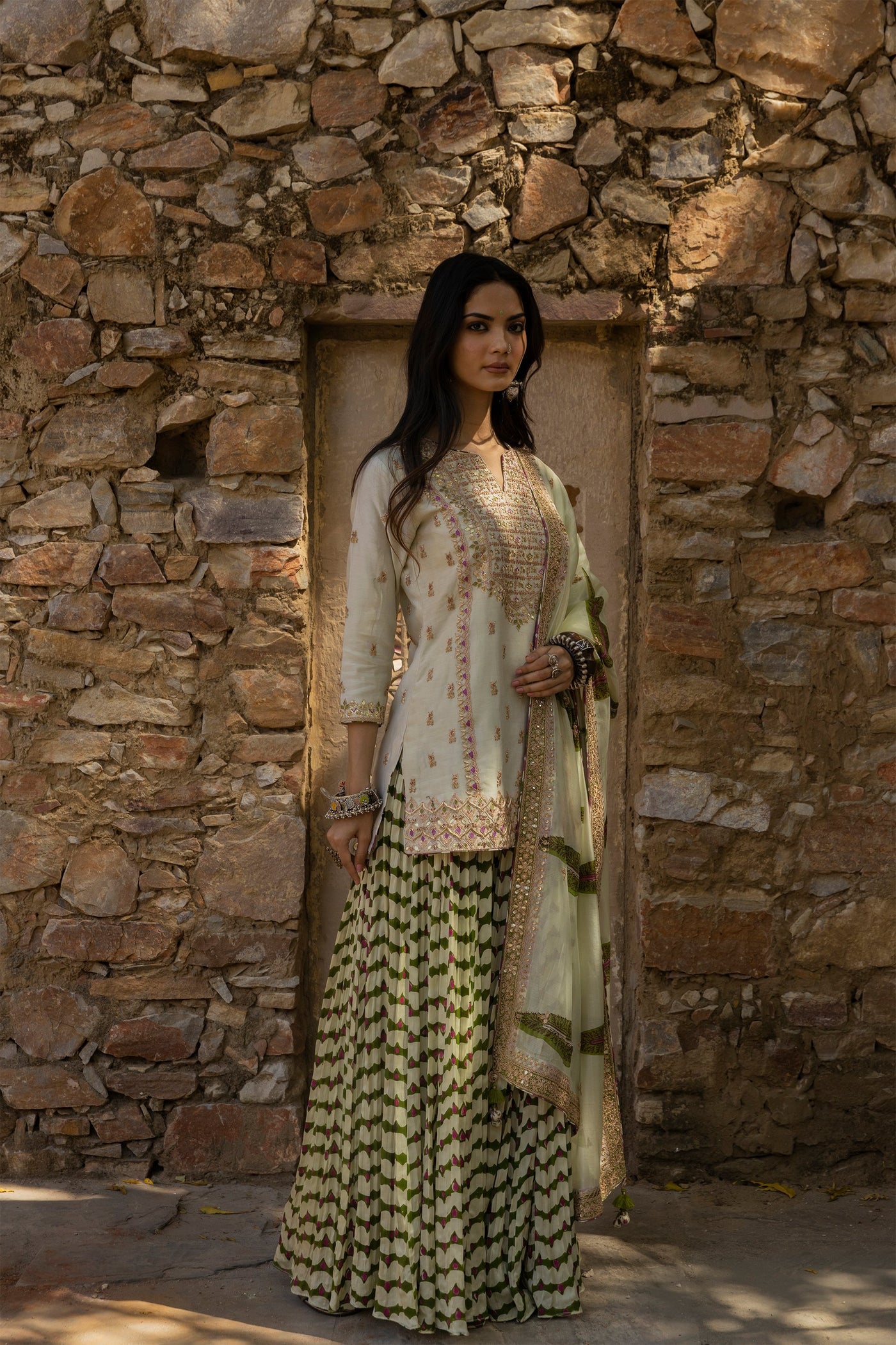 Punit Balana - Short kurti with sharara - Melange Singapore - Indian Designer Wear Online Shopping