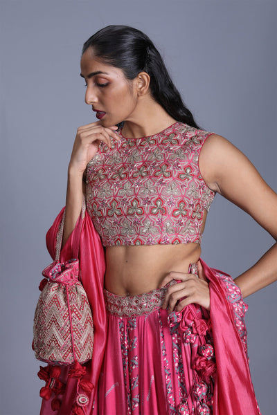 Heavy Blouse With Printed Skirt And Dupatta