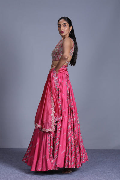 Heavy Blouse With Printed Skirt And Dupatta