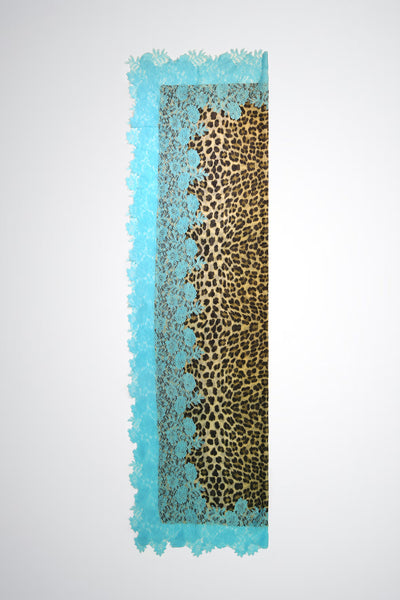Queenmark couture Printed Jungle Natural Leopard Print In Turquoise fashion accessories online shopping melange singapore