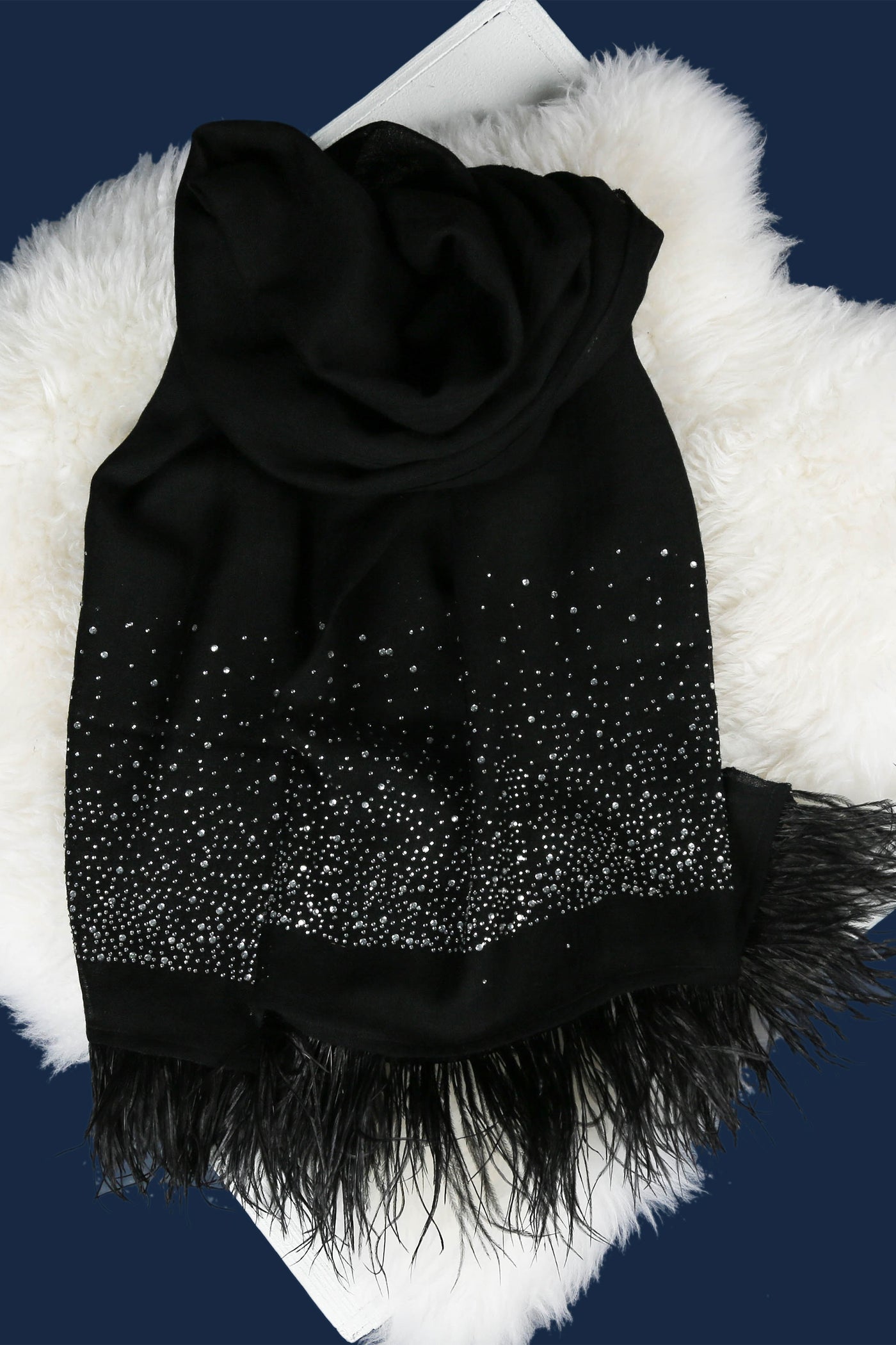 Queenmark couture Raindrop Crystals Black Ostrich Feathers fashion accessories online shopping melange singapore