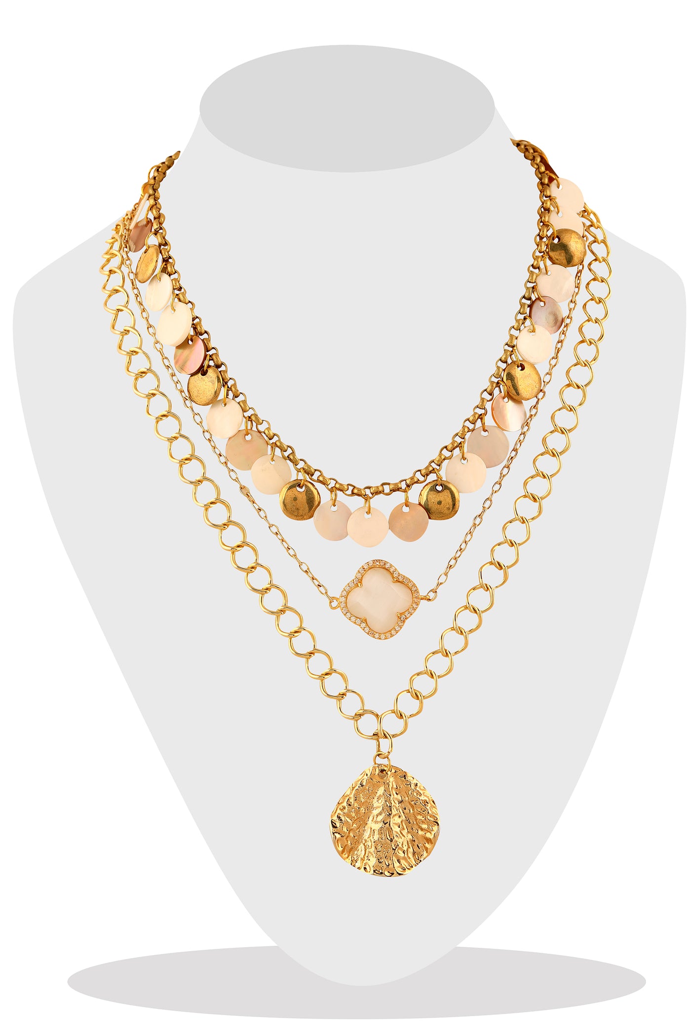 raya jewels Classic Layered Necklace gold fashion jewellery online shopping melange singapore indian designer wear