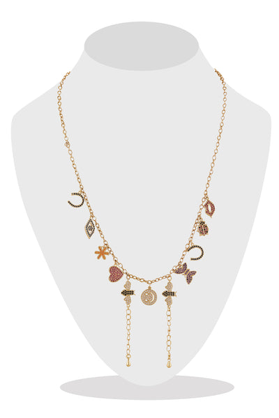 raya jewels Happy Charms Necklace gold fashion jewellery online shopping melange singapore indian designer wear