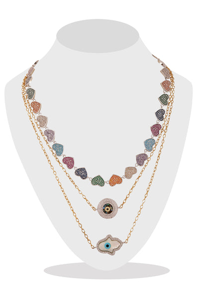 raya jewels Hearts & Eye Layered Necklace fashion jewellery online shopping melange singapore indian designer wear