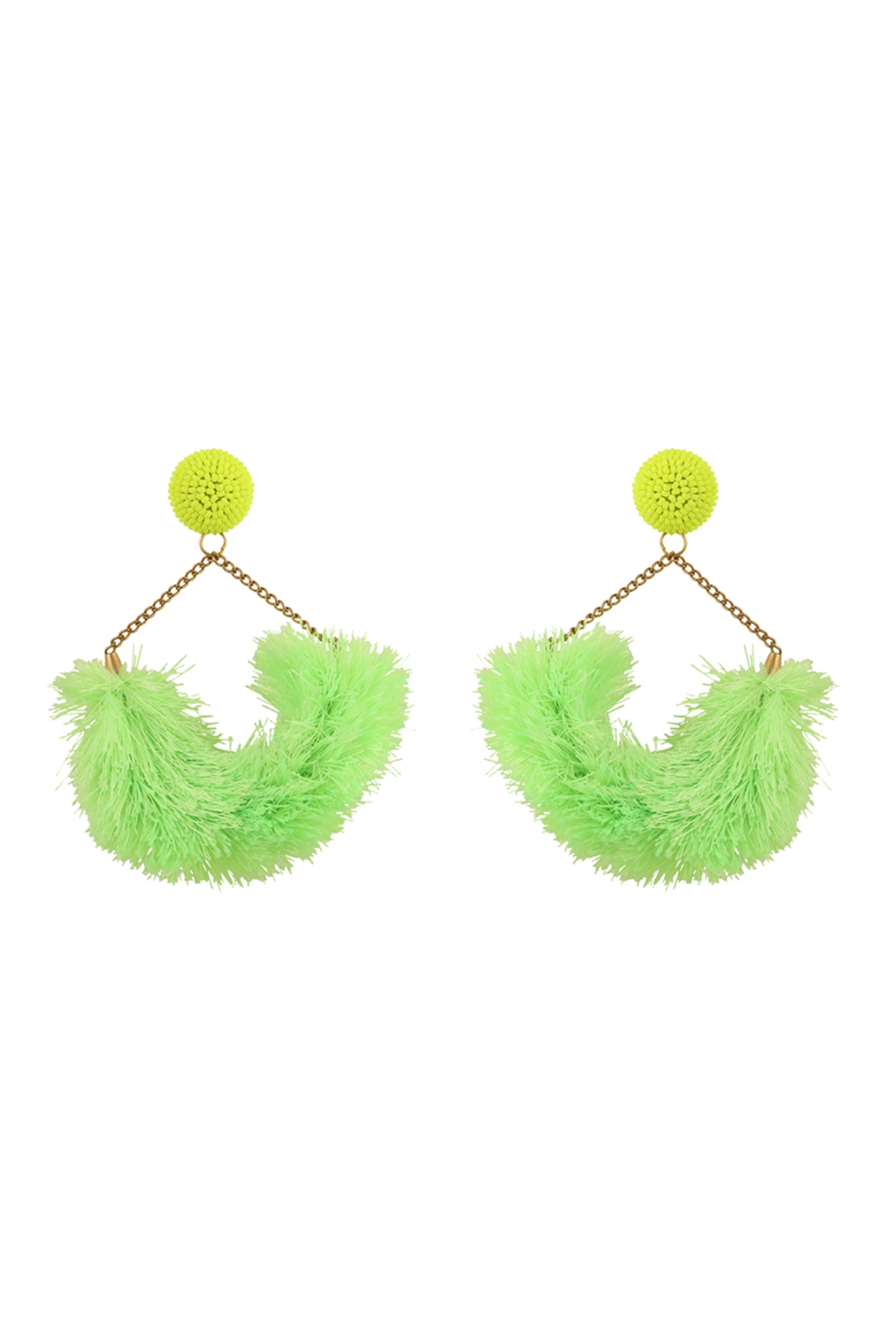 Neon Green Fluff Statement Earrings