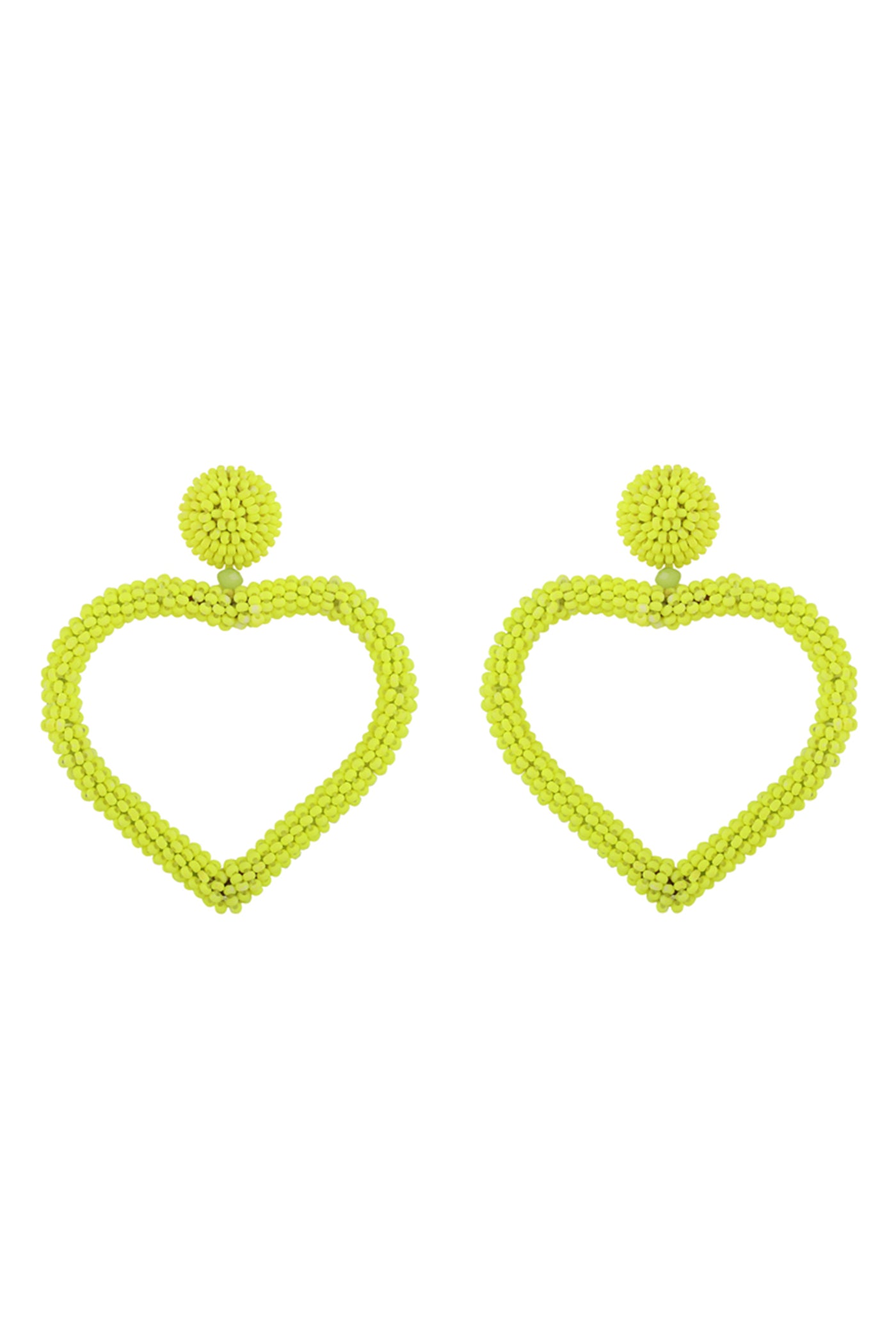 Neon Green Heart Earrings