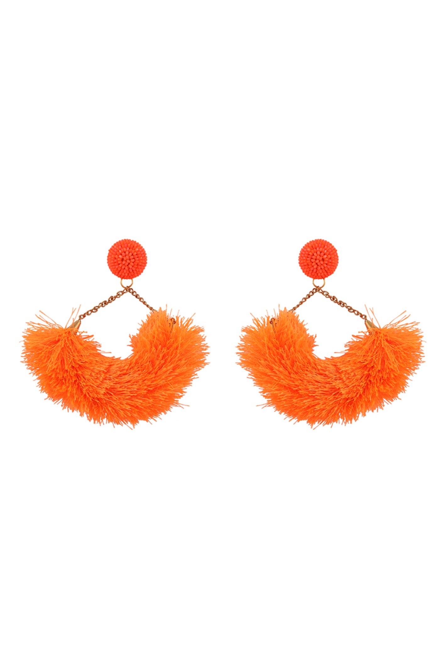 Neon Orange Fluff Statement Earrings