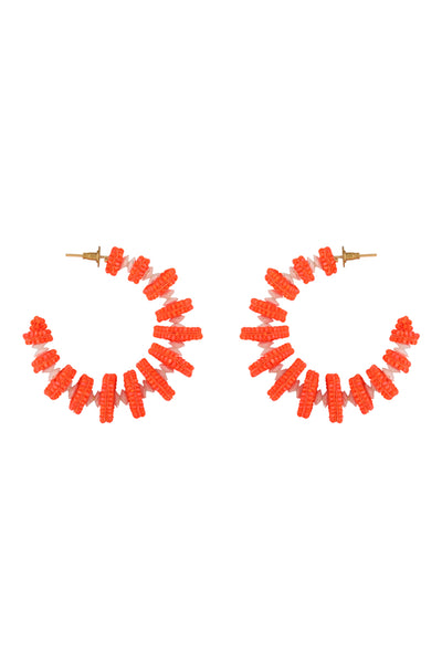 Neon Orange "Deconstruct" Hoop Earrings
