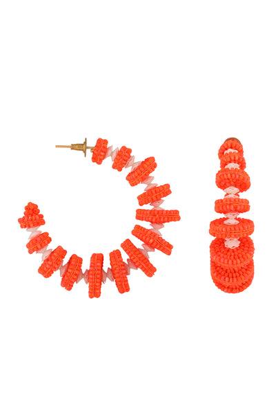 Neon Orange "Deconstruct" Hoop Earrings