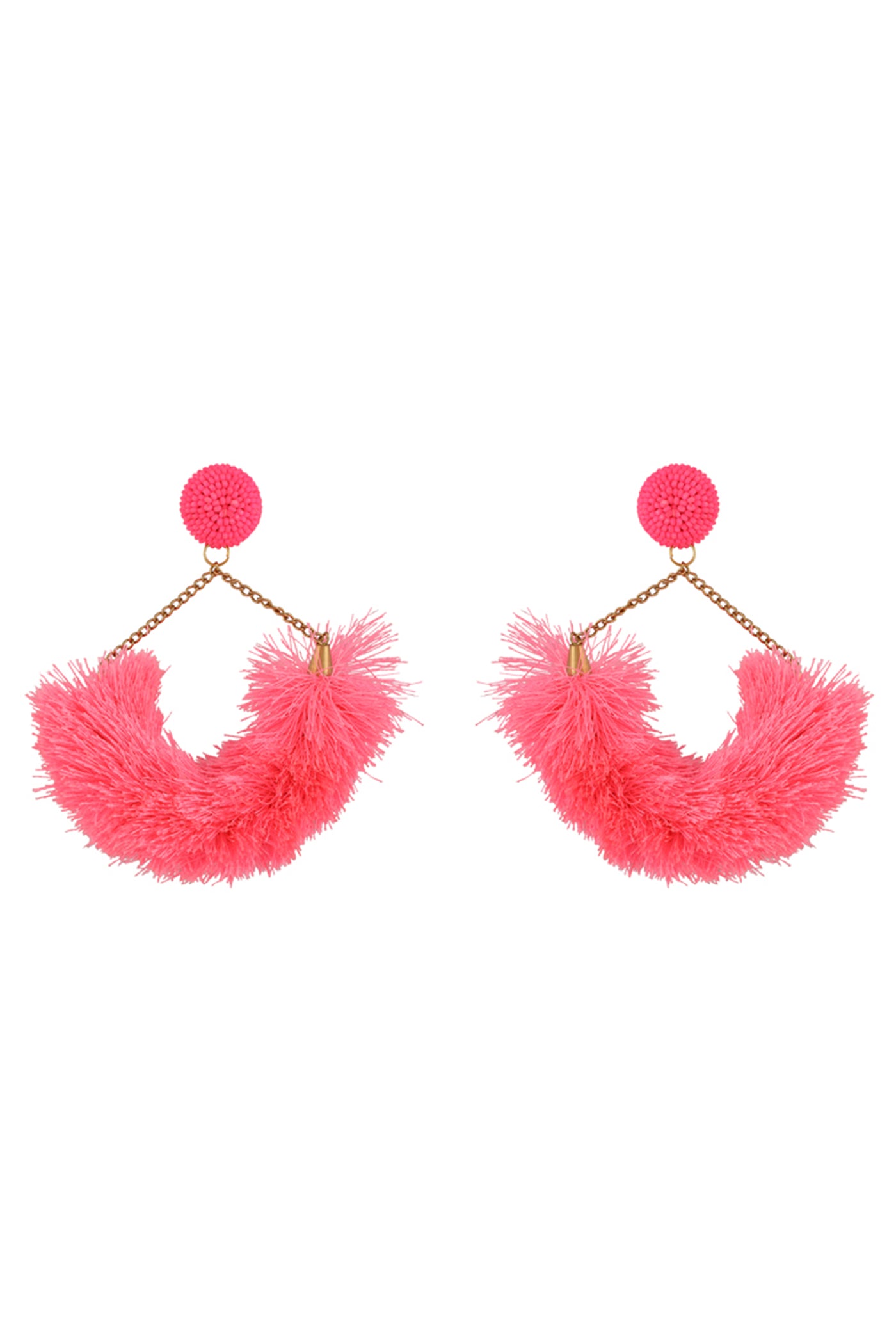 Neon Pink Fluff Statement Earrings