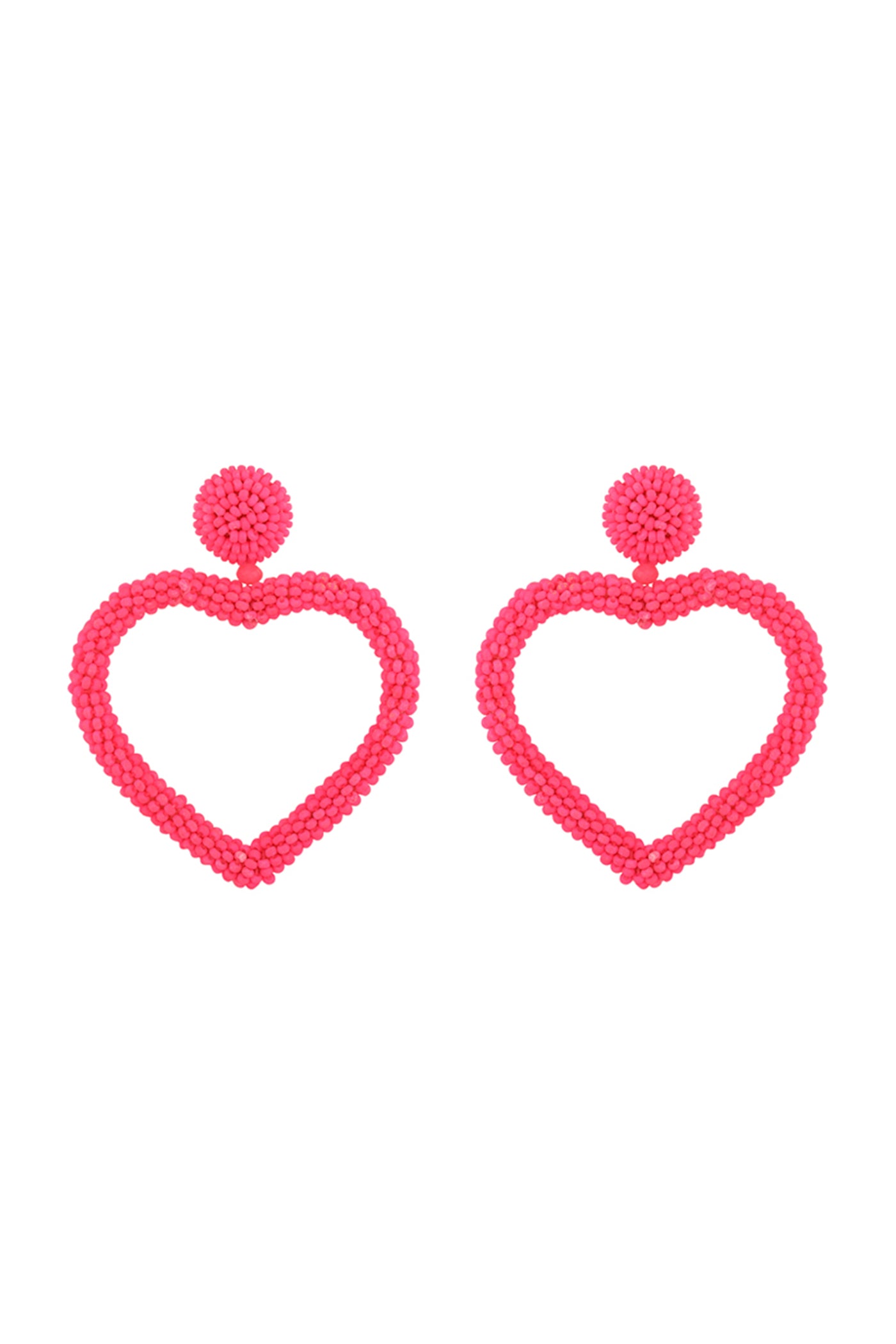 Neon Pink Heart Earrings