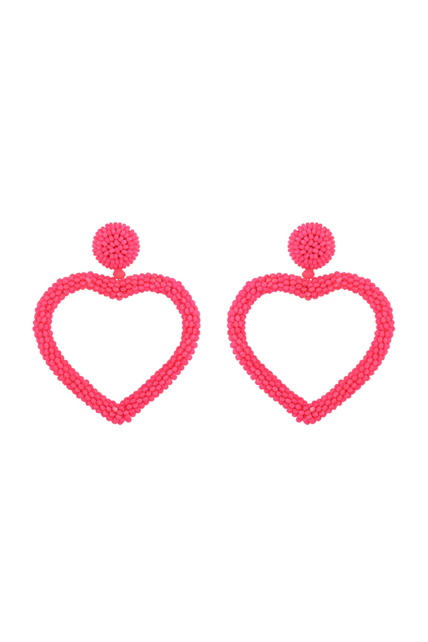 Neon Pink Heart Earrings