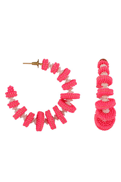 Neon Pink "Deconstruct" Hoop Earrings