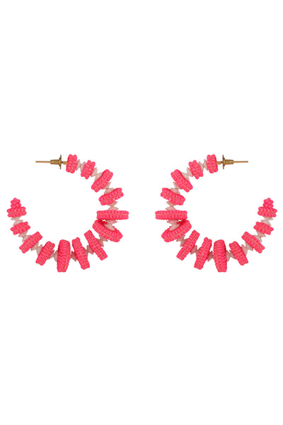 Neon Pink "Deconstruct" Hoop Earrings