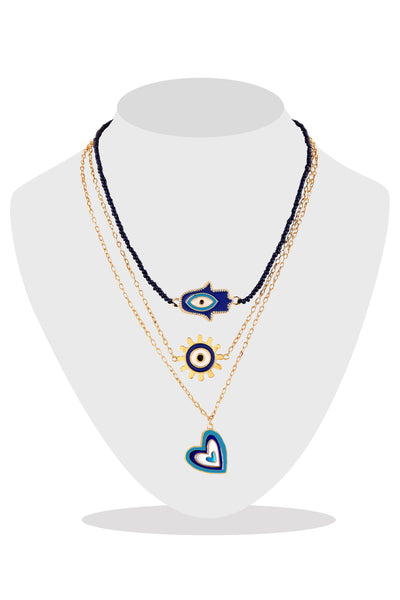Raya jewels 'Good Vibes' Layered Necklace blue fashion jewellery online shopping melange singapore indian designer wear