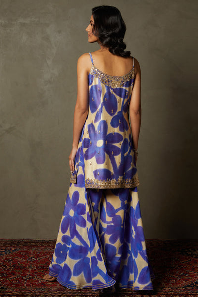 ri ritu kumar Purple & Ivory Delphi Embroidered Kurta with Palazzo and Dupatta festive indian designer wear online shopping melange singapore
